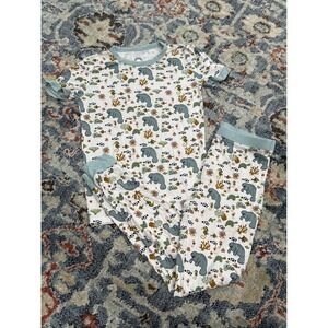 Emerson and Friends Pajama Set Kids 8-9 Years White Manatee Sea Life Print EUC